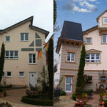 Kloke Haus Fassade. Vorher-Nachher